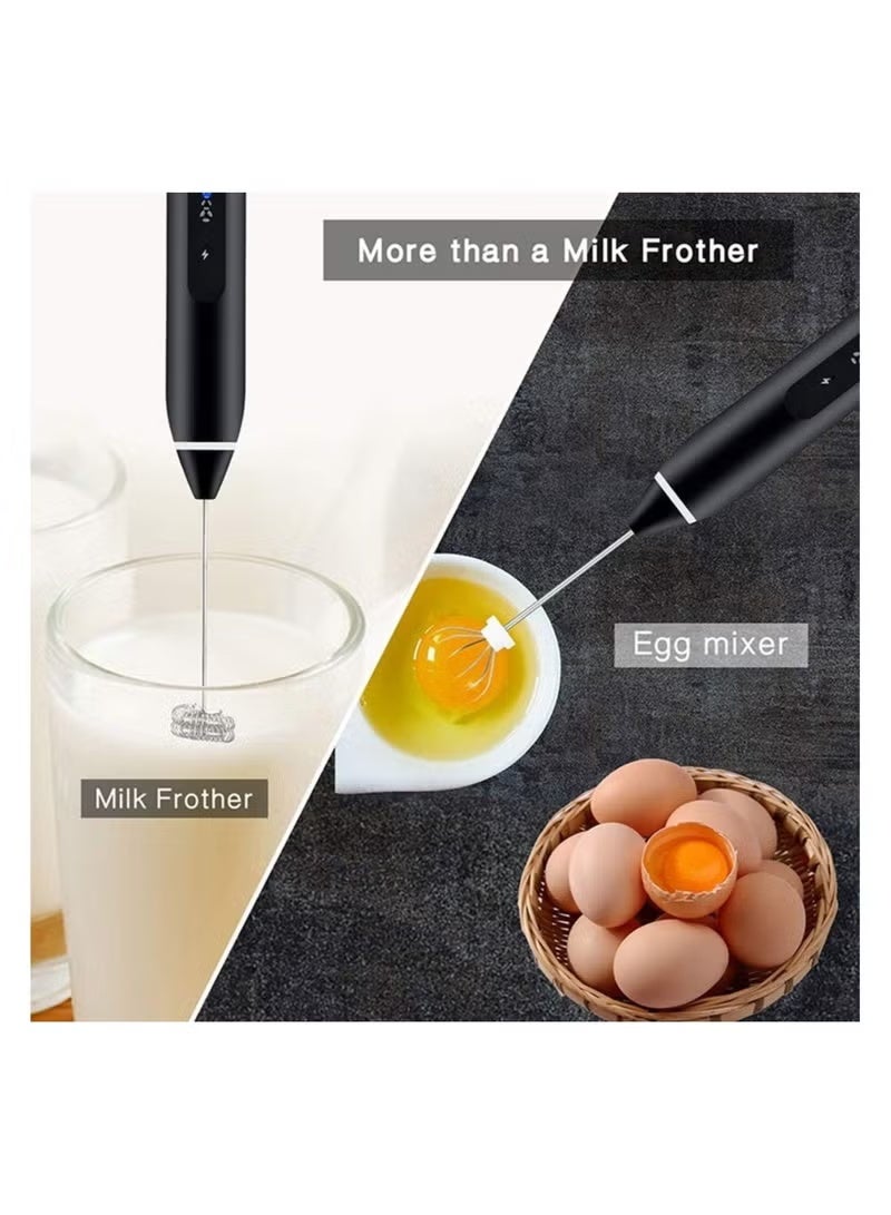 Milk frother Rechargeable Handheld 3-Speed Adjustable For Latte Coffee Cappuccino With Extra Eegg Mixer - Image 2